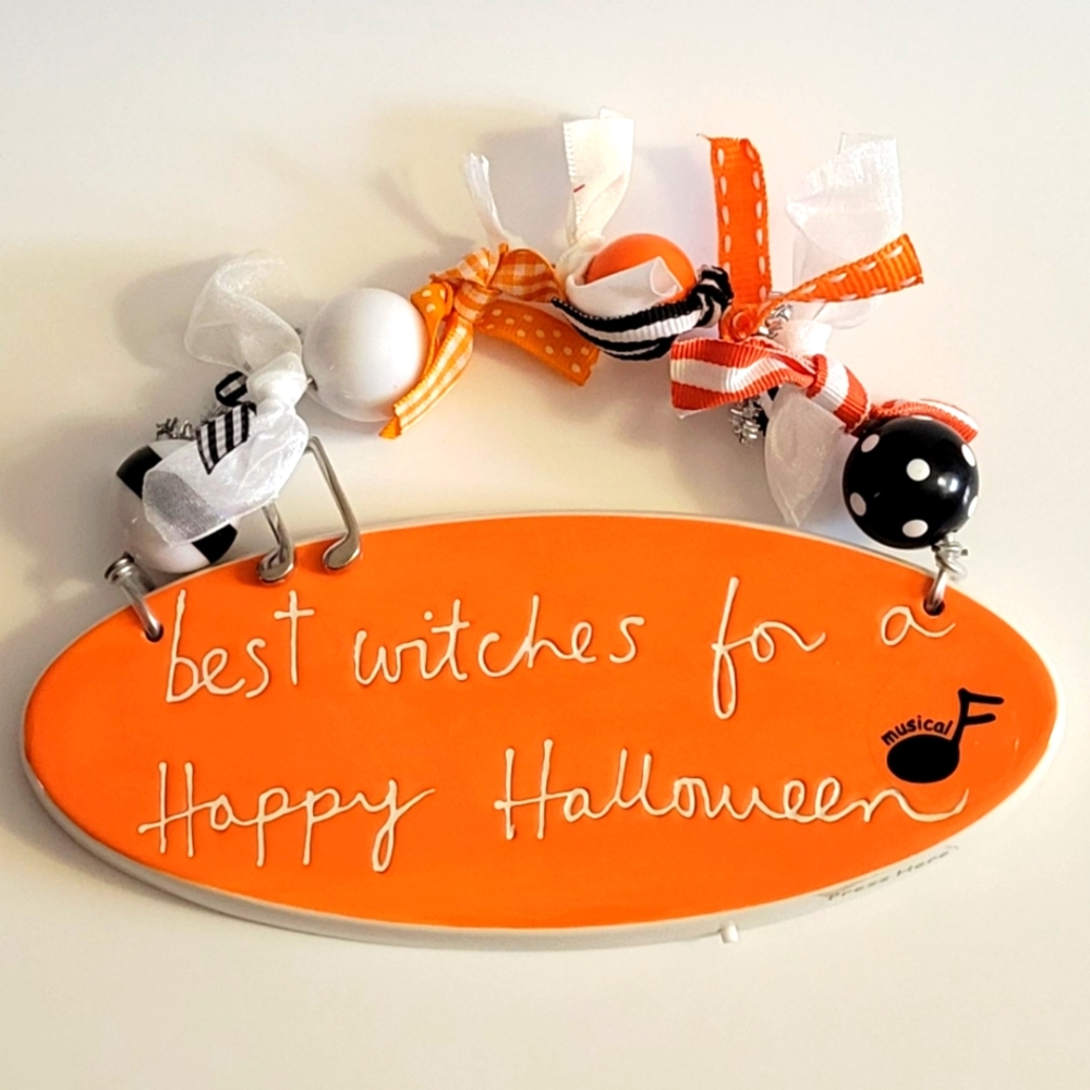 Halloween 🧙Decor Plaque, Best Witches Ceramic Sign with Sound Button and Beads.